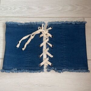 Day&Night: Blue Denim Lace-Up Corset Belt in S/M